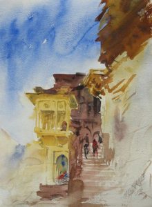 Jodhpur</br>Medium: Water Colour on paper</br>Size: 15''x11''