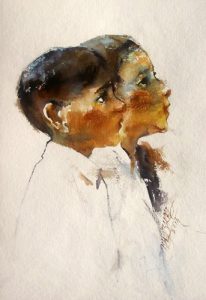HOPING (AASHA) </br>Water colours on Paper </br>14''x21''