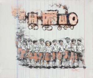 TRAIN KUGADI </br>Acrylic on Canvas </br>30''x36''
