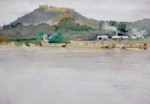 SHRINAGAR FORT</br>Medium: Water Colour on paper</br>Size: 14''x21''