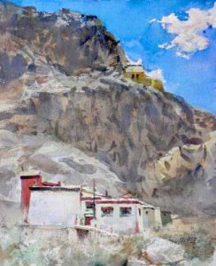 MONASTERY LADDAKH II</br>Medium: Water Colour on paper</br>Size: 12''x14''