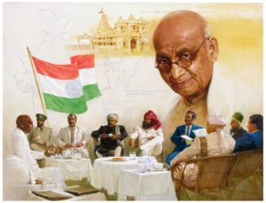 LOH PURUSH SARDAR VALLABHBHAI PATEL </br>Oil on Canvas </br>36” X 48” </br>Collection in UK