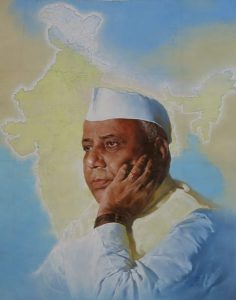 YASHWANT RAO CHAUHAN </br>Oil on Linen </br>60” x 84” </br>Collection at Sagareshwar Abhayaranya