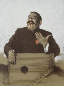 BADE GHULAM ALI </br>Acrylic and charcoal on Canvas </br>36” X 48”