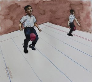 BALL RACE</br>Watercolour on papper</br>9" X 10.5"