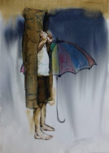 RAINY DAYS  </br>Water Color on Paper </br>14” x 21”