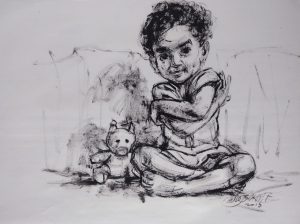 MY DOLL </br>Pen and Ink On Paper </br>21” x 29”