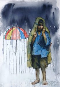 RAINY DAYS MY WISH </br>Water Color on Paper </br>14” x 21” 